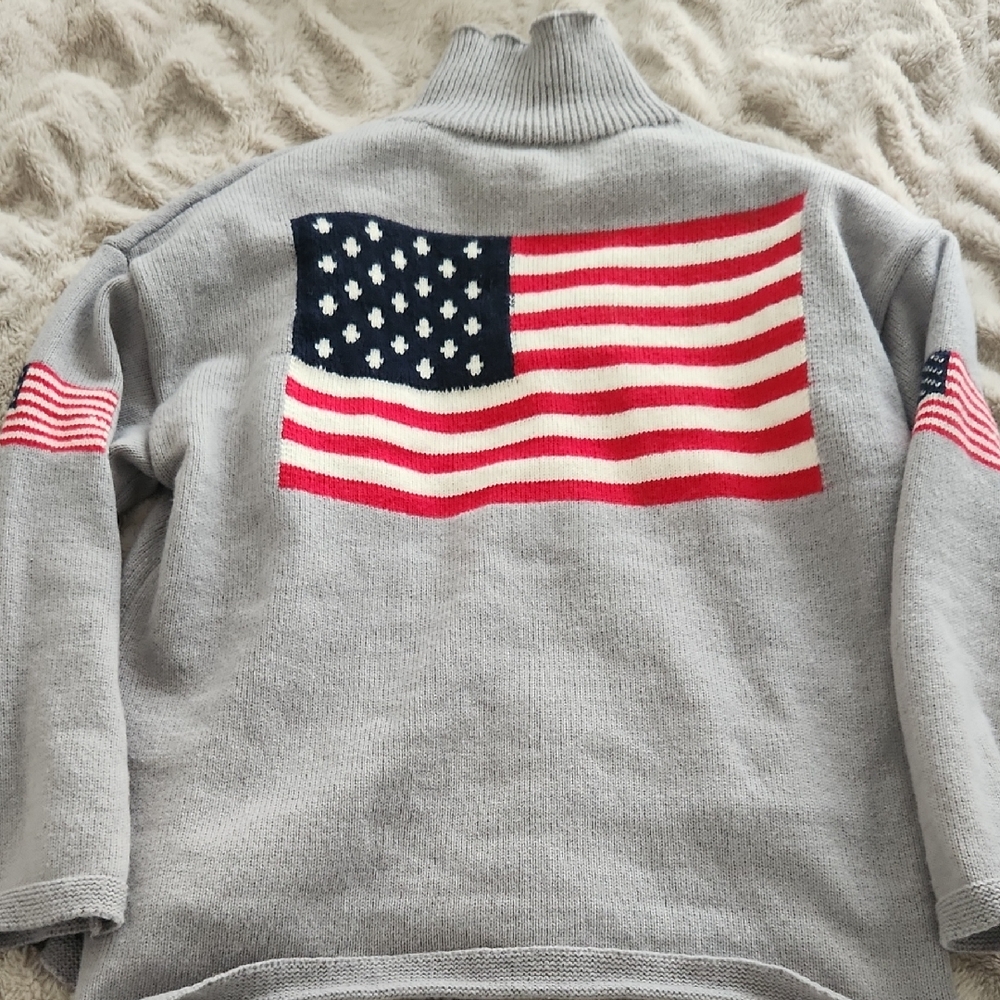 Gray American Flag Women's Sweater